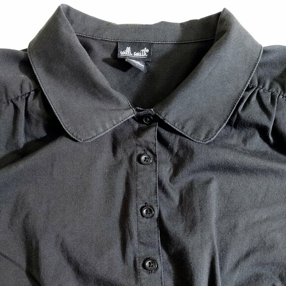 Willi Smith Women's Black Collared Short Sleeve Button Up M Medium - Picture 3 of 7